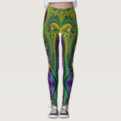 Mardi Gras Womens Leggings Paarse groene reuzen (Voorkant)