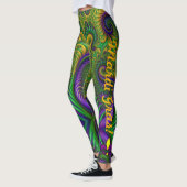 Mardi Gras Womens Leggings Paarse groene reuzen (Links)