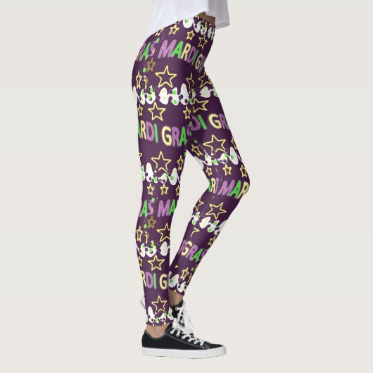 Mardi Gras Words Celebration Leggings (Rechts)