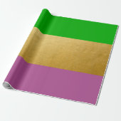 Mardi Gras Wrapping Groen Paarse Goud Geel Cadeaupapier (Uitgerold)