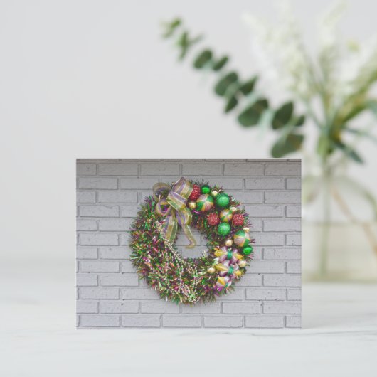 Mardi Gras Wreath Briefkaart (Staand voorkant)