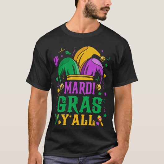 Mardi Gras Y’all Jester Hat Carnival Party T-shirt (Voorkant)