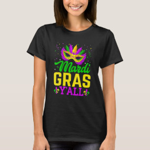 Mardi Gras Yall Carnival Mask Beads Costuum New of T-shirt