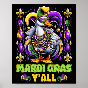 Mardi Gras Y'all Duck Fleur-de-lis Parade Carnaval Poster