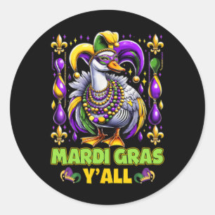 Mardi Gras Y'all Duck Fleur-de-lis Parade Carnaval Ronde Sticker
