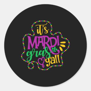Mardi Gras Yall Funny Mardi Gras Party Mask Co Ronde Sticker