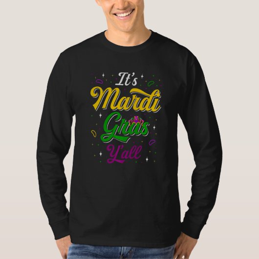 Mardi Gras Yall Funny Mardi Gras Party Mask Co T-shirt (Voorkant)