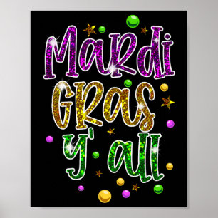 Mardi Gras Yall Funny Vinatage New Orleans Partij Poster