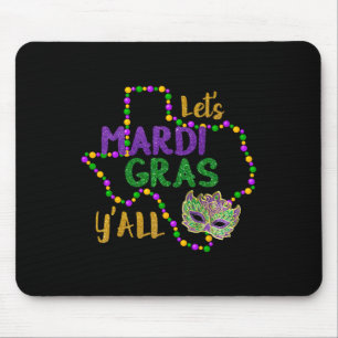 Mardi Gras Y'all Galveston Fun Cute Beads and Mask Muismat
