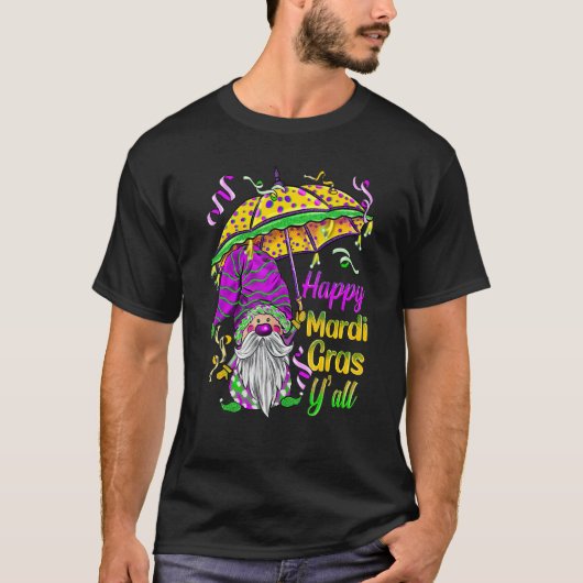 Mardi Gras Yall Gnomes Costume Carnaval Party Tee T-shirt (Voorkant)