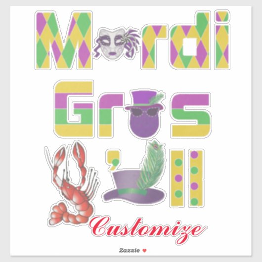 Mardi Gras Y'all Thunder_Cove Sticker (Vel)