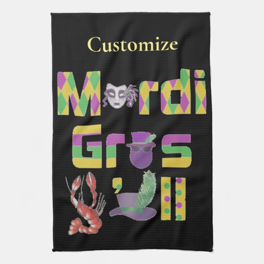 Mardi Gras Y'all Thunder_Cove Theedoek (Verticaal)