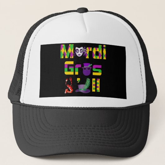 Mardi Gras Y'all Thunder_Cove Trucker Pet (Voorkant)