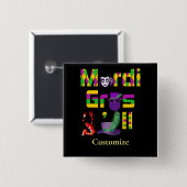 Mardi Gras Y'all Thunder_Cove Vierkante Button 5,1 Cm (Voorkant /achterkant)