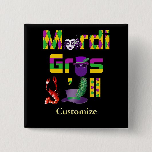 Mardi Gras Y'all Thunder_Cove Vierkante Button 5,1 Cm (Voorkant)
