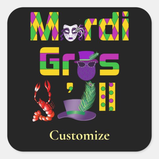 Mardi Gras Y'all Thunder_Cove Vierkante Sticker (Voorkant)