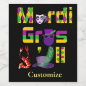 Mardi Gras Y'all Thunder_Cove Wijn Etiket (Enkel label)