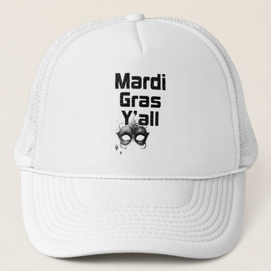 Mardi Gras Y'all Trucker Hoed Pet (Voorkant)