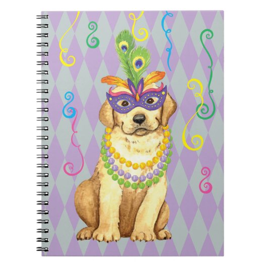 Mardi Gras Yellow Lab Notitieboek (Voorkant)
