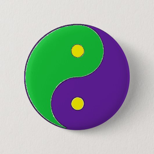 MARDI GRAS YIN YANG SYMBOL RONDE BUTTON 5,7 CM (Voorkant)