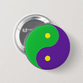 MARDI GRAS YIN YANG SYMBOL RONDE BUTTON 5,7 CM (Voorkant /achterkant)