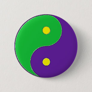 MARDI GRAS YIN YANG SYMBOL RONDE BUTTON 5,7 CM