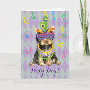 Mardi Gras Yorkie Kaart