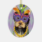 Mardi Gras Yorkie Keramisch Ornament (Rechts)