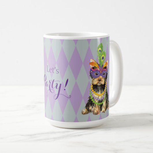 Mardi Gras Yorkie Koffiemok (Voorkant rechts)