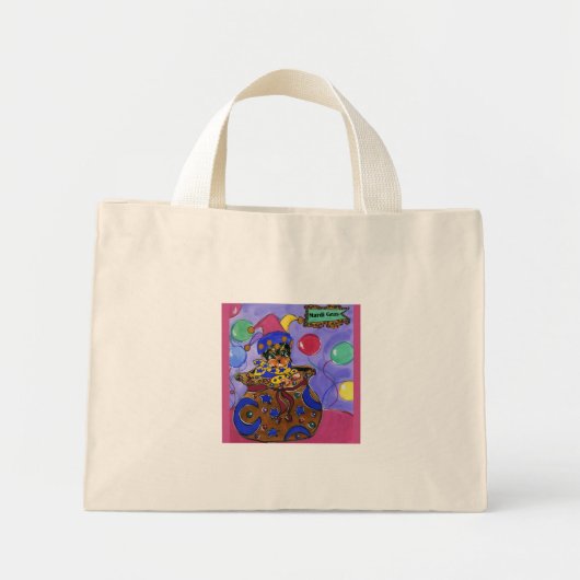 Mardi Gras Yorkie Poo Mini Tote Bag (Voorkant)