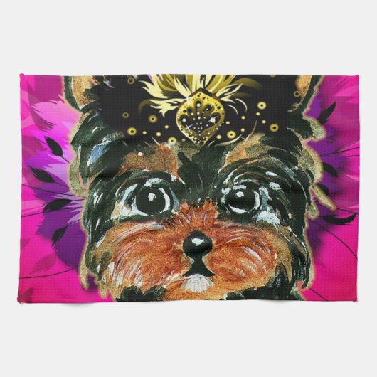 MARDI GRAS YORKIE POO THEEDOEK (Horizontaal)
