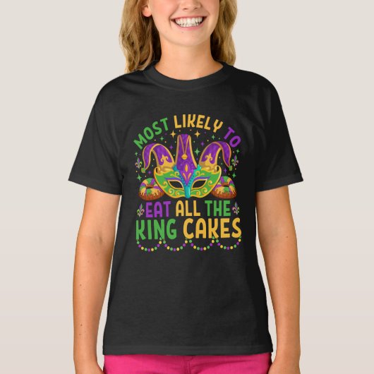 Mardi Gras Zal Vermoedelijk Alle King Cake Opeten T-shirt (Voorkant)