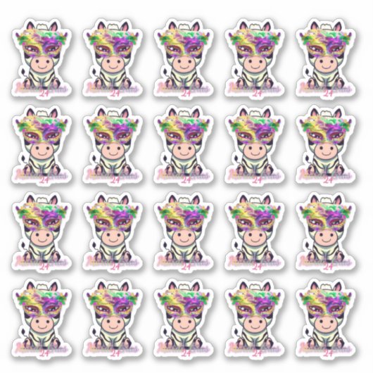 Mardi Gras Zebra! Sticker (Voorkant)