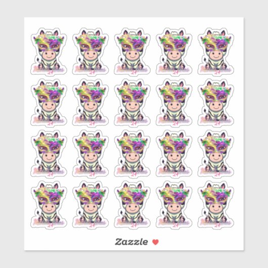 Mardi Gras Zebra! Sticker (Vel)