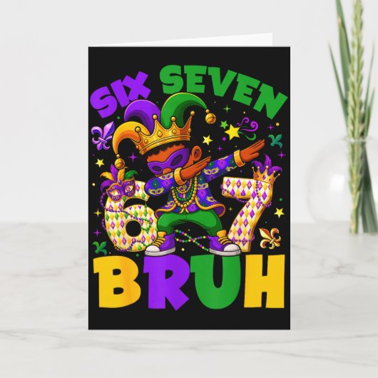 Mardi Gras Zes Zeven 67 Bruh Meme Dabbing Kabouter Kaart (Voorkant)