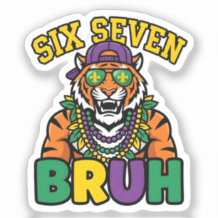 Mardi Gras Zes Zeven Bruh Flamingo 6 7 Meme Sticker