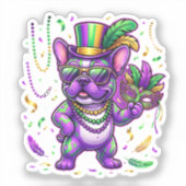 Mardi Gras Zes Zeven Bruh Franse buldog 6 7 Sticker (Voorkant)