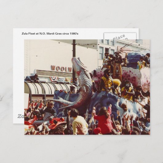 Mardi Gras Zulu Float Briefkaart (Voorkant / Achterkant)