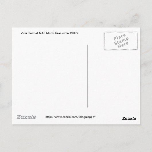 Mardi Gras Zulu Float Briefkaart (Achterkant)