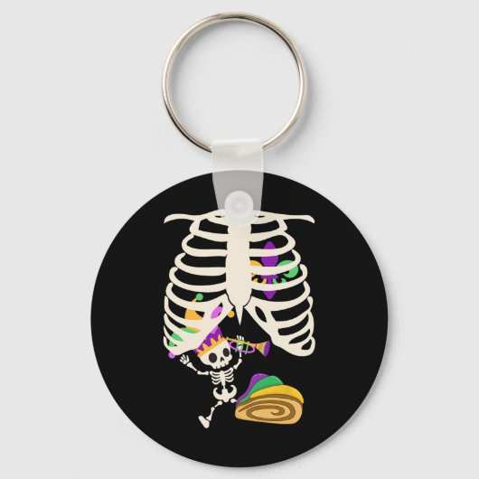 Mardi Gras Zwangerschapsaankondiging door Skeleton Sleutelhanger (Voorkant)
