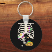 Mardi Gras Zwangerschapsaankondiging door Skeleton Sleutelhanger (Voorkant)