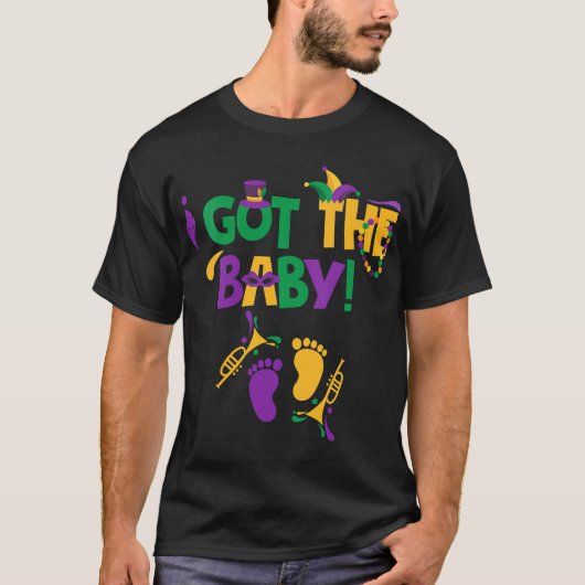 Mardi Gras zwangerschapsaankondiging T-shirt (Voorkant)