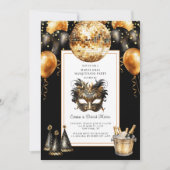 Mardi Gras Zwart Goud Glitter Kaart (Voorkant)