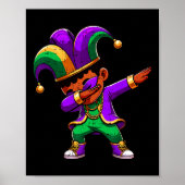 Mardi Gras Zwart Jongens Dabbing Grappige Outfit J Poster (Voorkant)