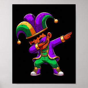Mardi Gras Zwart Jongens Dabbing Grappige Outfit J Poster