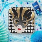 Mardi Gras Zwart & Wit Diamant Papieren Bordje (Feest)