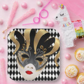 Mardi Gras Zwart & Wit Diamant Papieren Bordje (Feest)