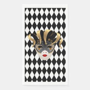 Mardi Gras Zwart & Wit Diamant Servet