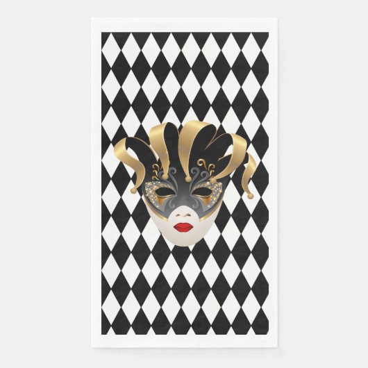 Mardi Gras Zwart & Wit Diamant Servet (Voorkant)