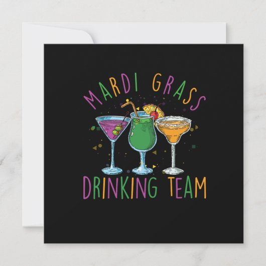 Mardi Grass Drink Team Street Gift Kaart (Voorkant)